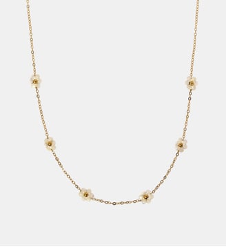 Collier  Suzanne avec fleurs à pierres fines - Les Cléias - Blanc