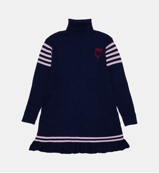 Robe à manches longues avec logo - Marni - Bleu foncé