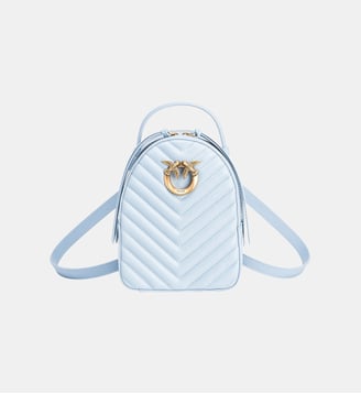 Minisac à dos love bag en cuir matelassé - Pinko - Bleu ciel