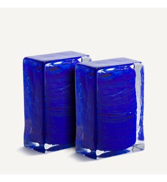 Lot de 2 serre-livres en verre - AM.PM - Bleu