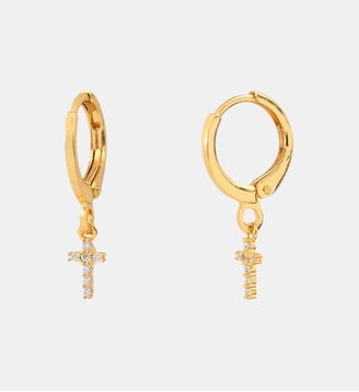 Paire de boucles d'oreilles créoles Doré  CROSS - Caroline Najman - Oxyde de zirconium blanc