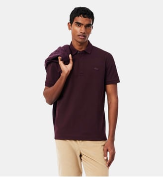 Polo droit en coton piqué stretch Paris - Lacoste - Marron oxalis