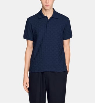 Polo jacquard Square Cross - Sandro - Midnight blue