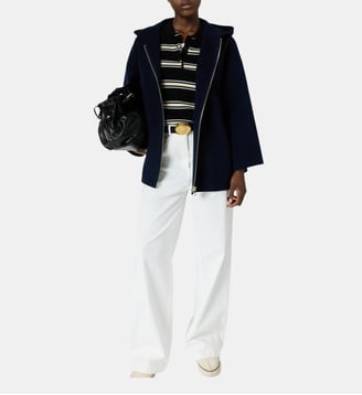 Veste à capuche en laine double face- PATRICIA - Gerard Darel - Marine