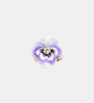 Bague cocktail pensée violette et cristal taillé - Les Néréides - Violet