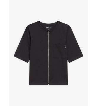 T-shirt brando zip en jersey de coton bio - Agnès b. - Noir