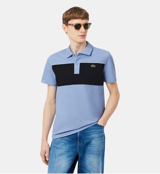 Polo regular fit color-block en Piqué - Lacoste - Bleu clair et noir