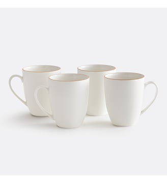 Lot de 4 mugs porcelaine - La Redoute Interieurs - Blanc orange