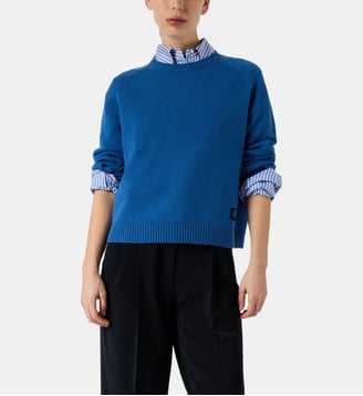Pull à col rond en laine - LENORE - Gerard Darel - Bleu grisé
