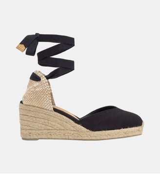 Espadrilles compensées en jute tressée à découpe en V CHIARA - Castaner - Noir
