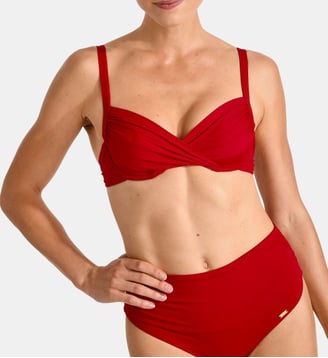 Bas de maillot taille haute Adeles - Livia - Rouge