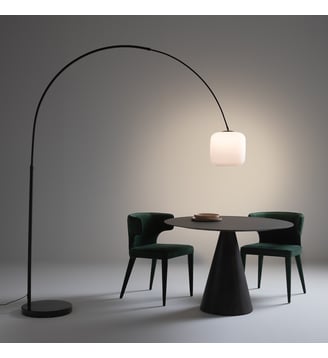 Lampadaire arc, opaline et marbre - AM.PM - Blanc mat