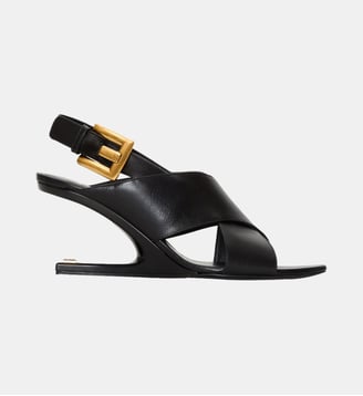 Sandales Anthem No Wedge en cuir lisse - Balmain - Noir