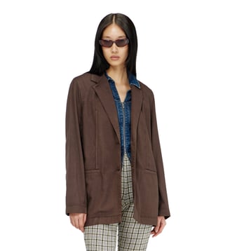 Blazer déstructuré en laine stretch - Diesel - Marron