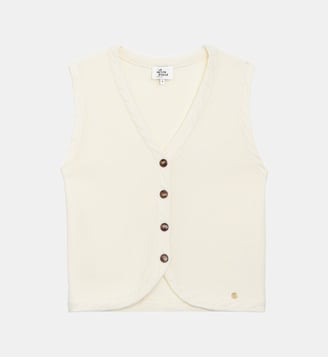 Gilet col v uni MELBA - La Petite Etoile - Écru