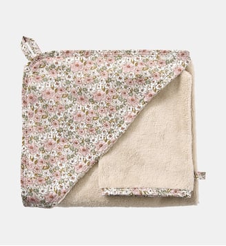 Cape de bain + gant - BB & Co - Rose