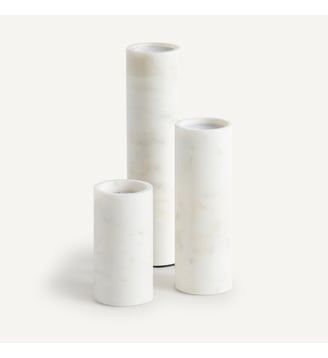 Lot de 3 bougeoirs en marbre - AM.PM - Blanc