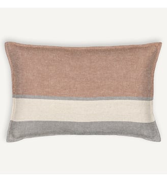 Housse de coussin lin épais - AM.PM - Rayé terre brûlée