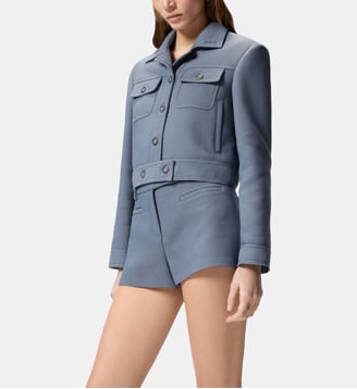Blouson cropped avec surpiqûres - Pinko - Gris foncé