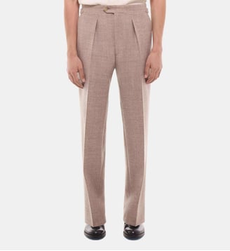 Pantalon de costume en laine à chevrons - Fursac - Ficelle