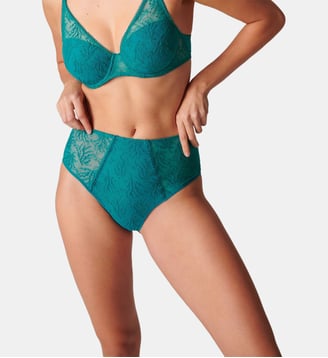 Culotte haute Opaline broderie française - Simone Pérèle - Vert
