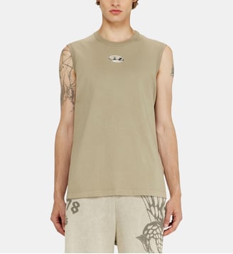 Débardeur en coton avec un Oval D métallisé - Diesel - Beige