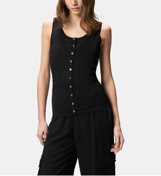 Débardeur en maille à boutons en nacre - Pinko - Limousine noire