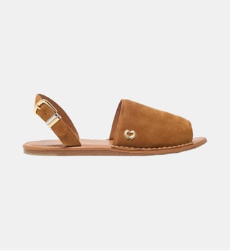 Sandales plates en cuir à boucles - Maje - Camel