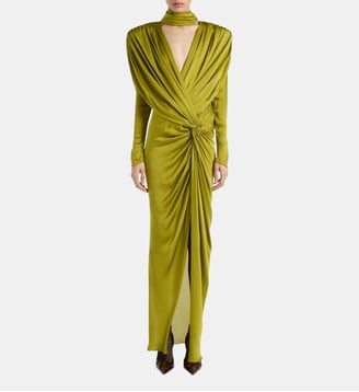 Robe longue en mousseline de soie - Balmain - Vert