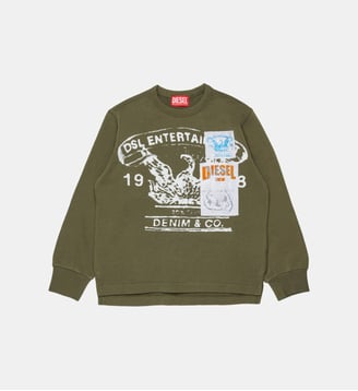 Sweat-shirt à col rond avec logo - Diesel Kids - Kaki