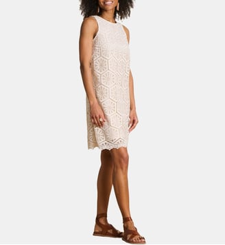 Robe courte en dentelle sans manches - La Fée Maraboutée - Écru