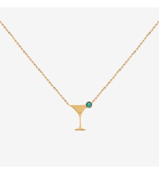 Collier doré cristal cosmopolitan - PARTY - Caroline Najman - Cristal vert