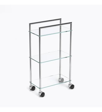 Desserte inox et tablettes en verre - POLE - Bath Bazaar - Argenté