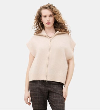 Gilet mitch - Motif uni - Coupe oversize - Caroll - Sable