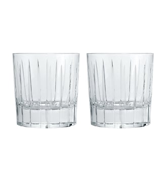 Lot de 2 verres doubles à whisky old-fashioned en cristal - IRIANA - Christofle - Doré