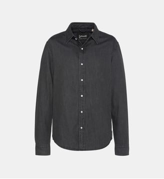Chemise manches longues en denim - Schott - Gris