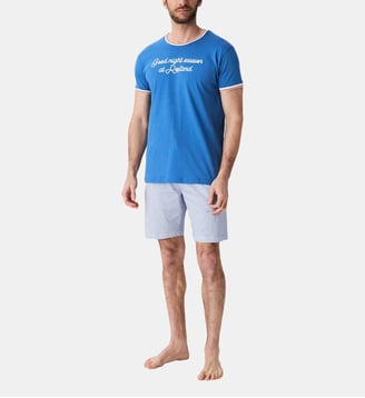 Pyjashort en jersey de coton léger - Good Night Session - Arthur - Bleu