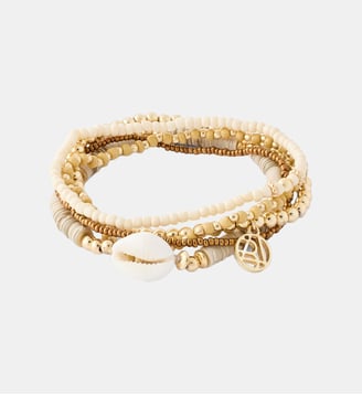 Set de 5 bracelets élastiques perles et coquillage - Balaboosté - Ivoire