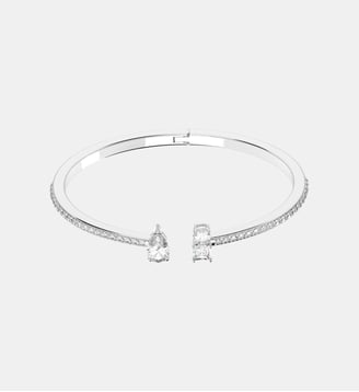 Manchette Mesmera, Métal rhodié - Swarovski - Blanc