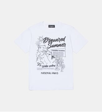 T-shirt avec logo et impression frontale - Dsquared2 - Blanc