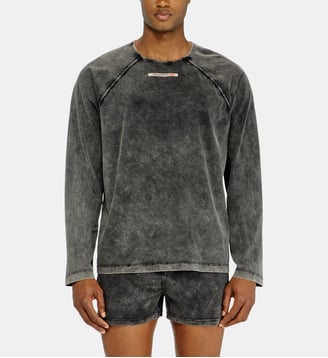 Haut de pyjama en coton avec patch logo - Diesel - Gris foncé