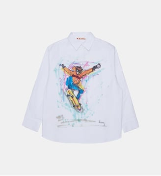 Chemise à manches longues avec motif skateur - Marni - Blanc