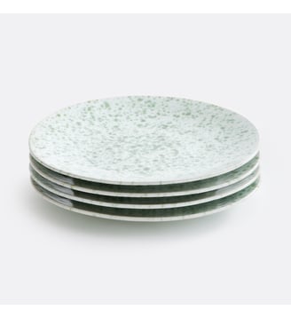 Lot de 4 assiettes plates grès émail réactif Halni - La Redoute Interieurs - Kaki clair