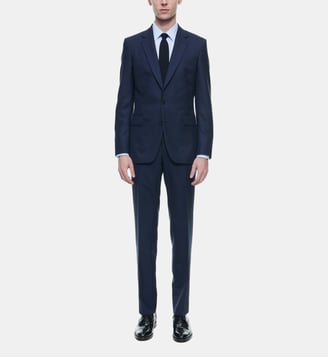 Costume en laine Prince de Galles - Fursac - Bleu marine