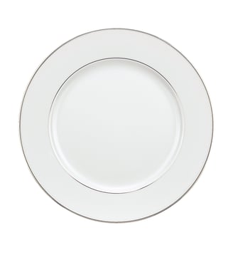 Assiette à dessert en porcelaine finition platine - ALBI - Christofle - Blanc
