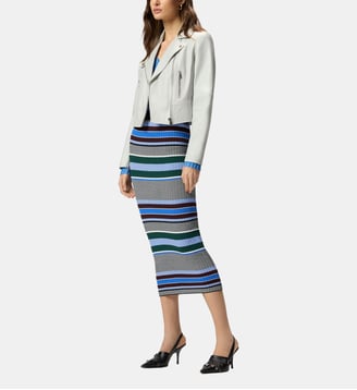 Blouson de motard en cuir nappa - Pinko - Gris
