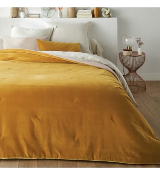 Couvre lit boutis matelassé velours coton - La Redoute Interieurs - Jaune bronze