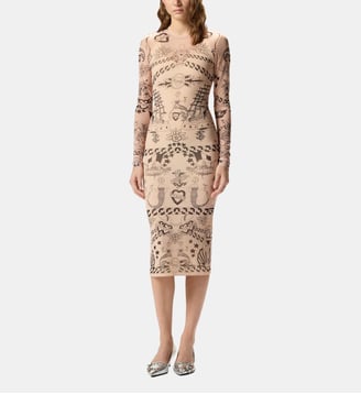 Robe en tulle imprimé - Pinko - Noir et rose