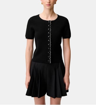 Cardigan maille contrasté - Claudie Pierlot - Noir