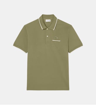 Polo L.12.12 classic fit poche poitrine - Lacoste - Vert kaki et blanc